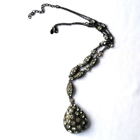 Nolan Miller Drop Pendant Necklace Glamour Dbl Strand Statement Piece Sparkle! - Picture 9 of 9
